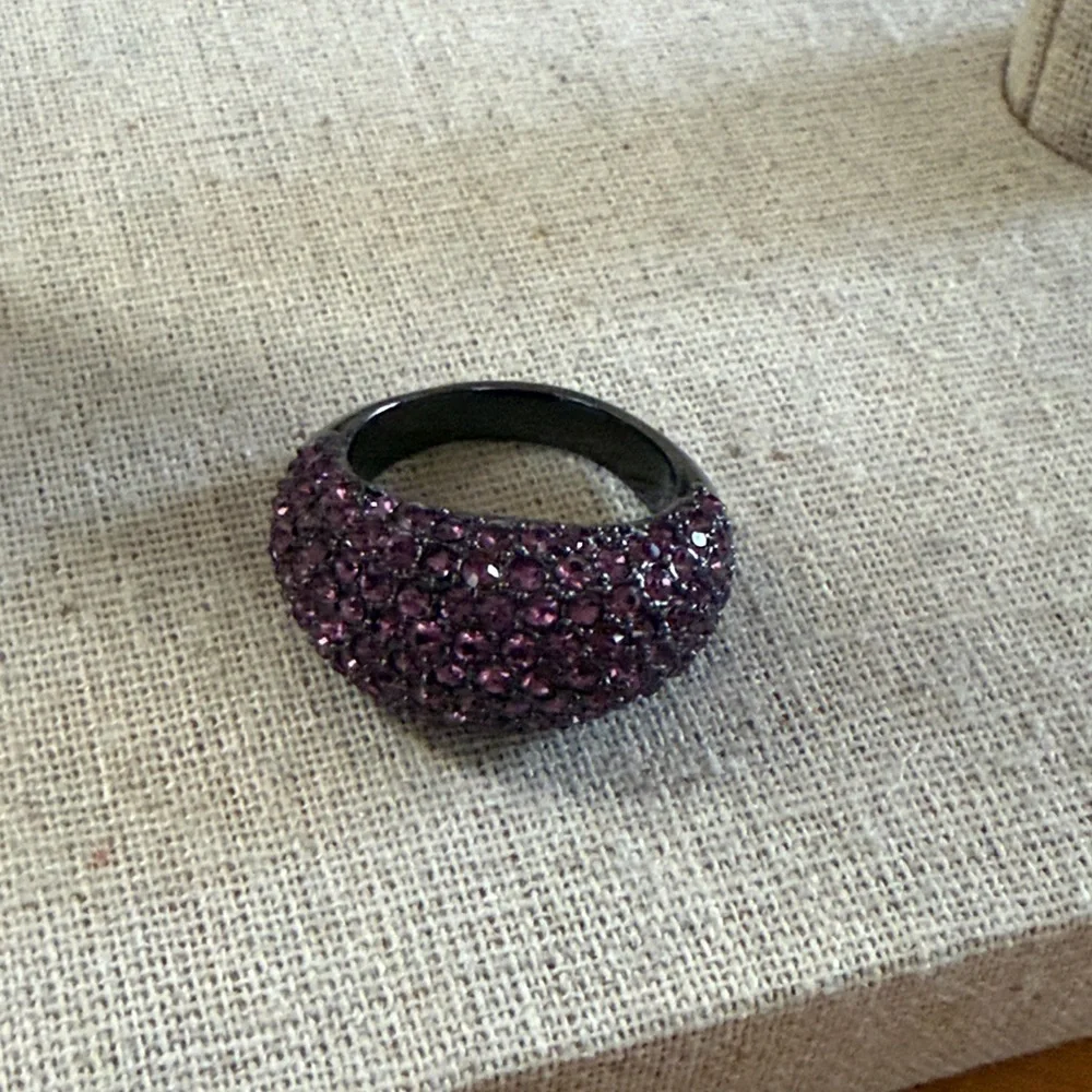 Coach gun medal and pink pavéd dome ring, size 8